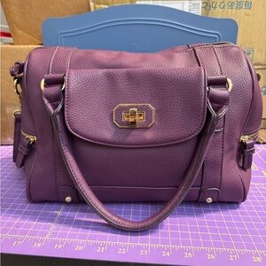 Charming Charlie Purple Satchel with Turnlock Closure